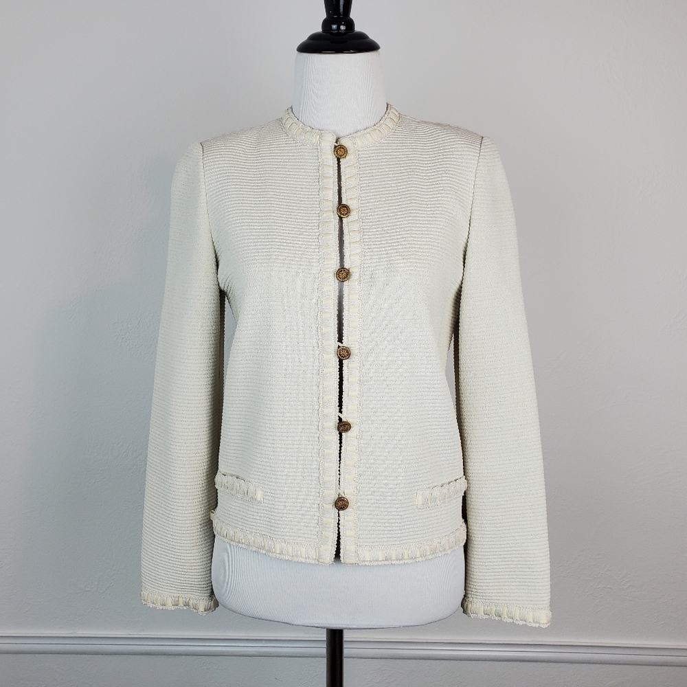 Castleberry Jacket Vintage Knit Cream Elegant Sophisticated Career Jackie O